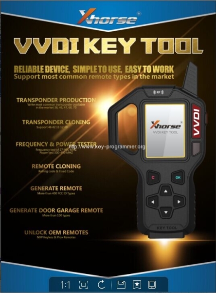 Xhorse VVDI Key Tool Transponder Remote Key Programmer