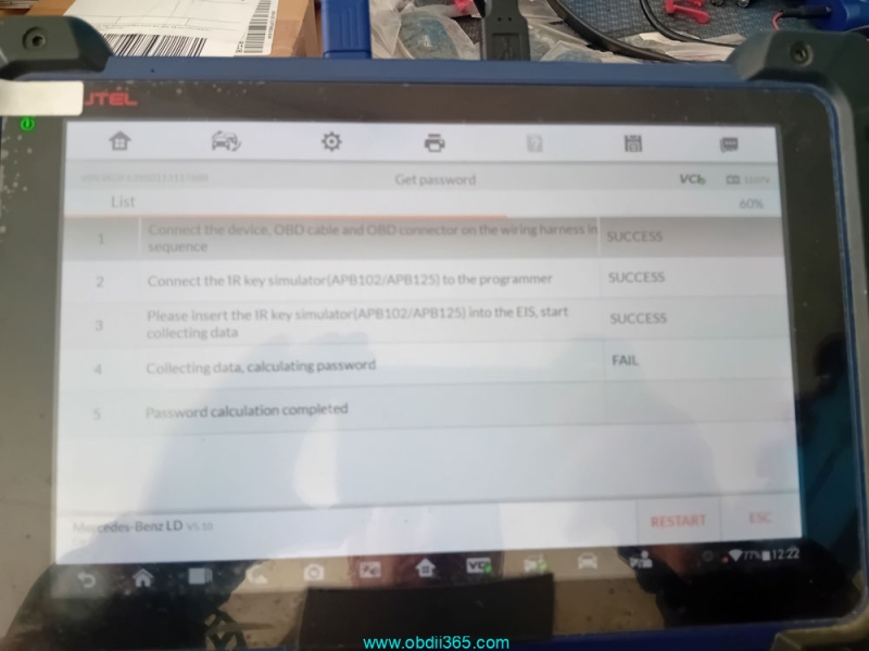 Autel IM608 Failed to Read Benz W639 Kline Password via Gbox on Bench?