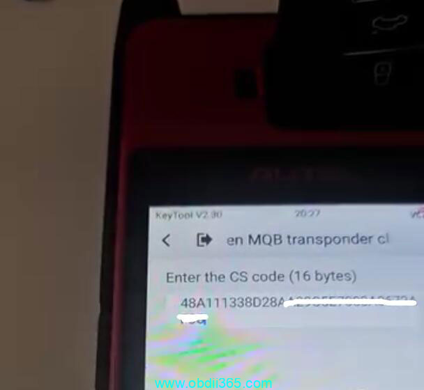 Autel K1M00 VAG MQB Transponder Cloning using AT100 Super Chip